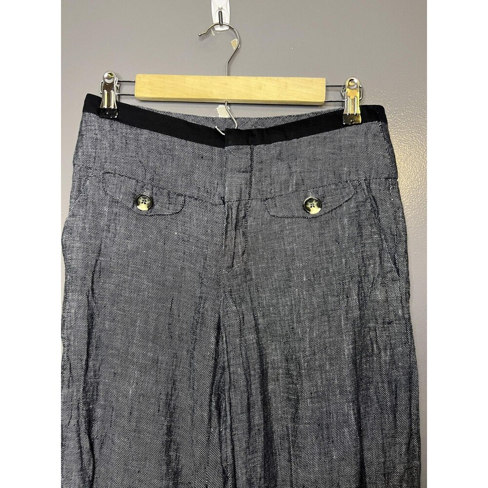 Elevenses Pants Womens 4 Gray Striped Linen Straight Leg Dress Work Office